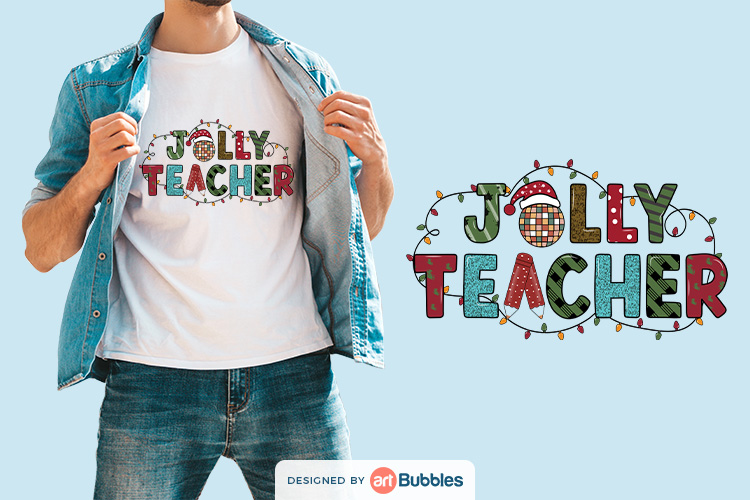 Jolly Teacher, Christmas Sublimation Designs Free Preview 01.jpg