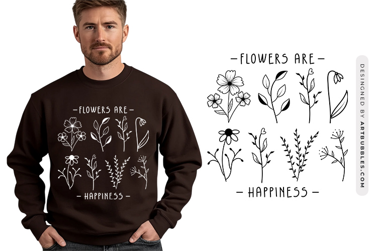 Flowers are Happiness - Wildflower SVG Vector