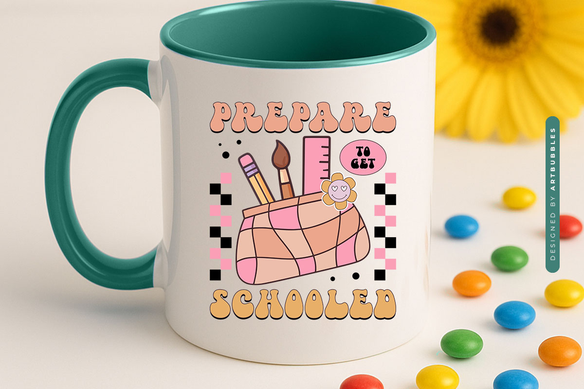 Prepare to Get Schooled - Cute Retro Back to School PNG Mug Mockup Image.jpg