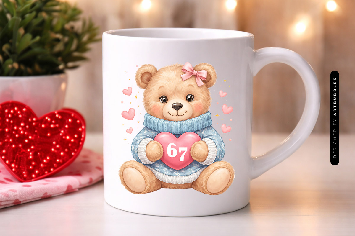67 Teddy Bear Valentine's Day Sublimation PNG Mug Mockup Image.jpg