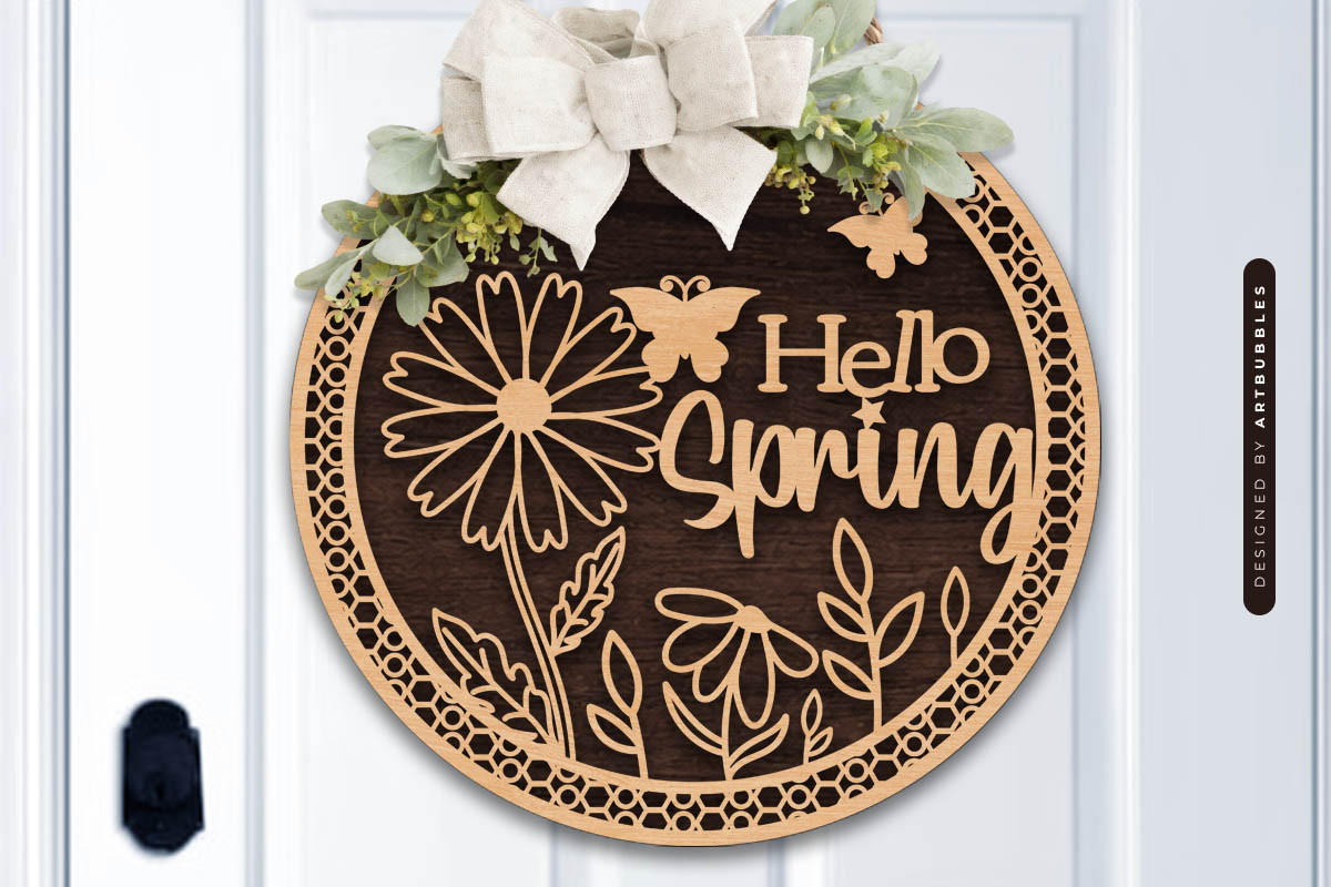 Hello Spring Layered Floral Door Hanger SVG Image 2.jpg
