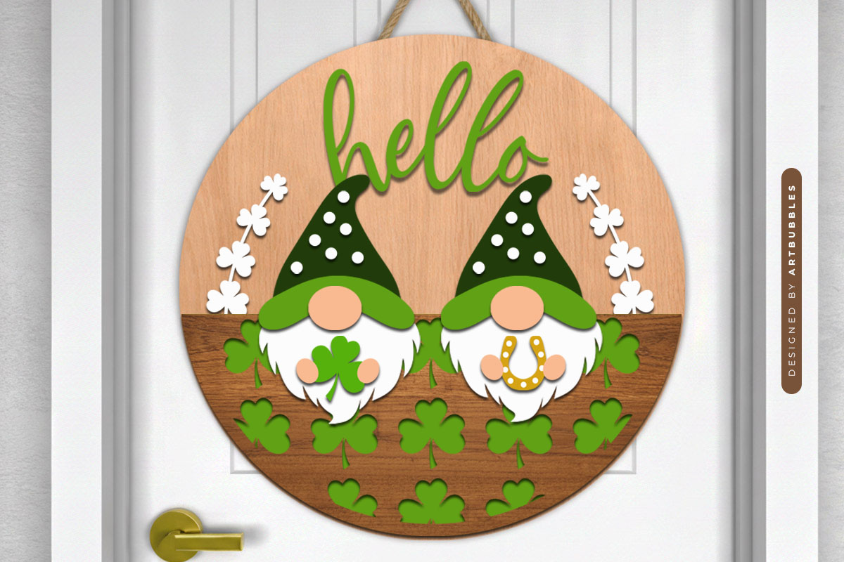 St Patrick's Day Gnome Door Hanger SVG