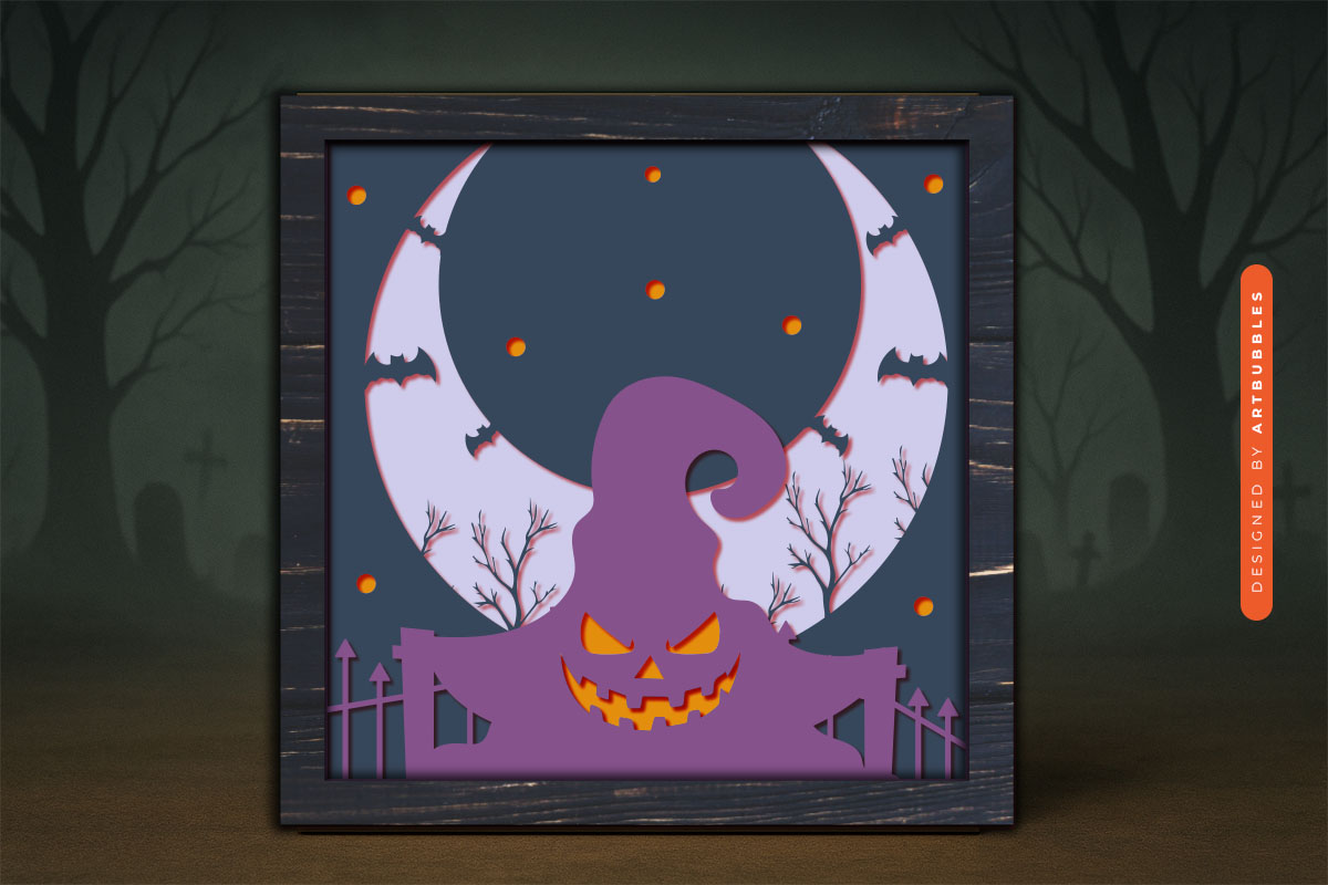 3D Halloween Witch Paper Cut Shadow Box SVG Image 3.jpg