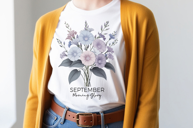 Morning Glory Birth Flower Month September Sublimation Tshirt Mockup Image.jpg