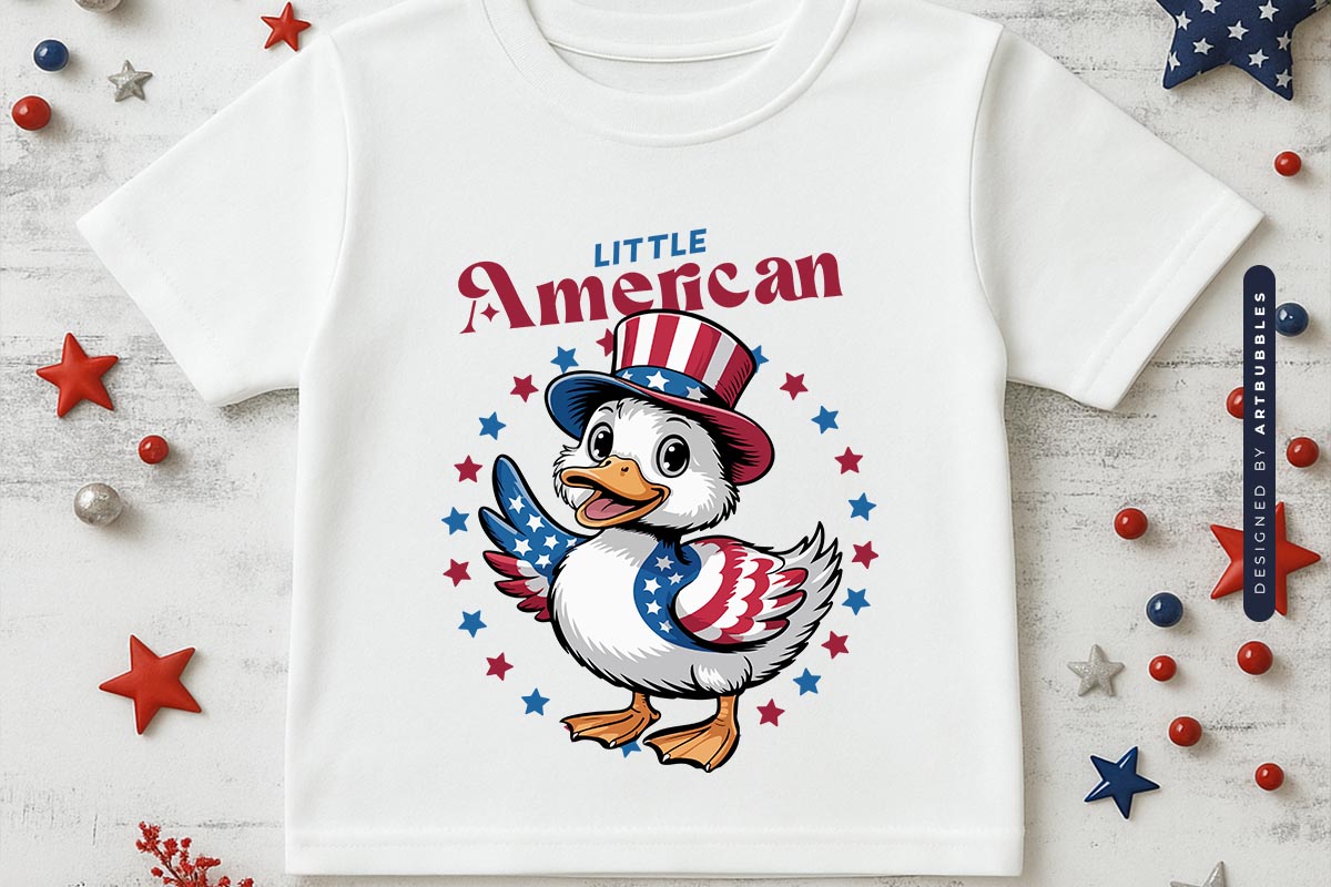 Little American - 4th of July Duck Sublimation T-shirt Mockup Image.jpg