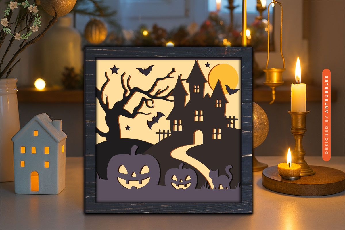 Halloween Layered Shadow Box Paper Cut SVG