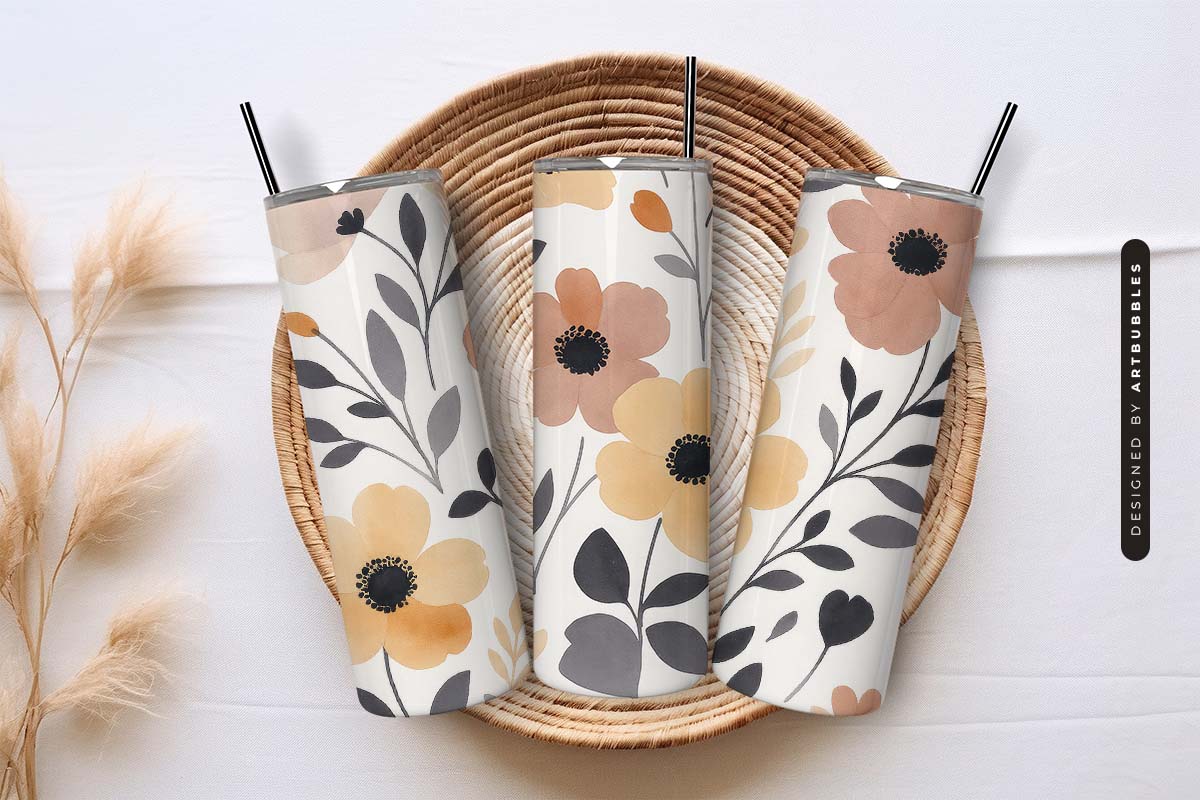 Boho Flower 20oz Tumbler Wrap Sublimation PNG Image 3.jpg