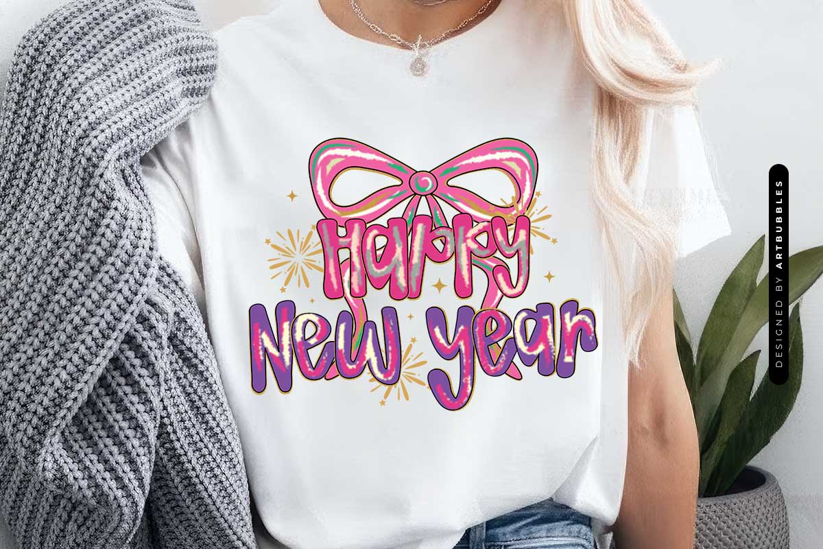 Glitter Coquette Happy New Year Sublimation Shirt Mockup Image.jpg