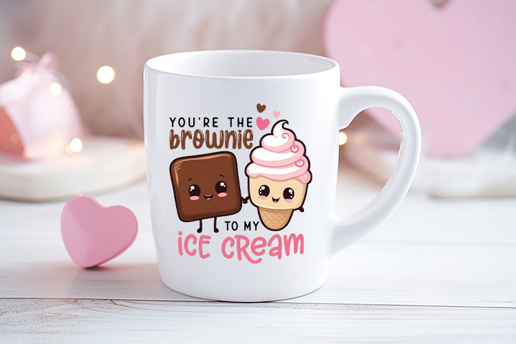 You're the Brownie to My Ice Cream - Valentine Food Pun PNG Mug Mockup Image.jpg