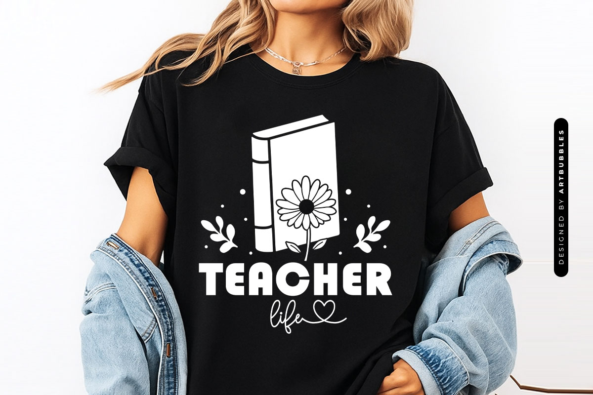 Floral Teacher Life Vector SVG T-shirt Mockup Image.jpg