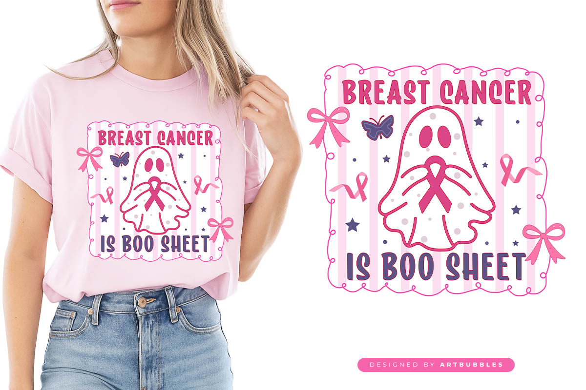 Coquette Bow Breast Cancer is Boo Sheet Sublimation