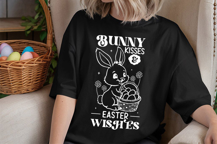 Bunny Kisses & Easter Wishes SVG File Tshirt Mockup Image.jpg