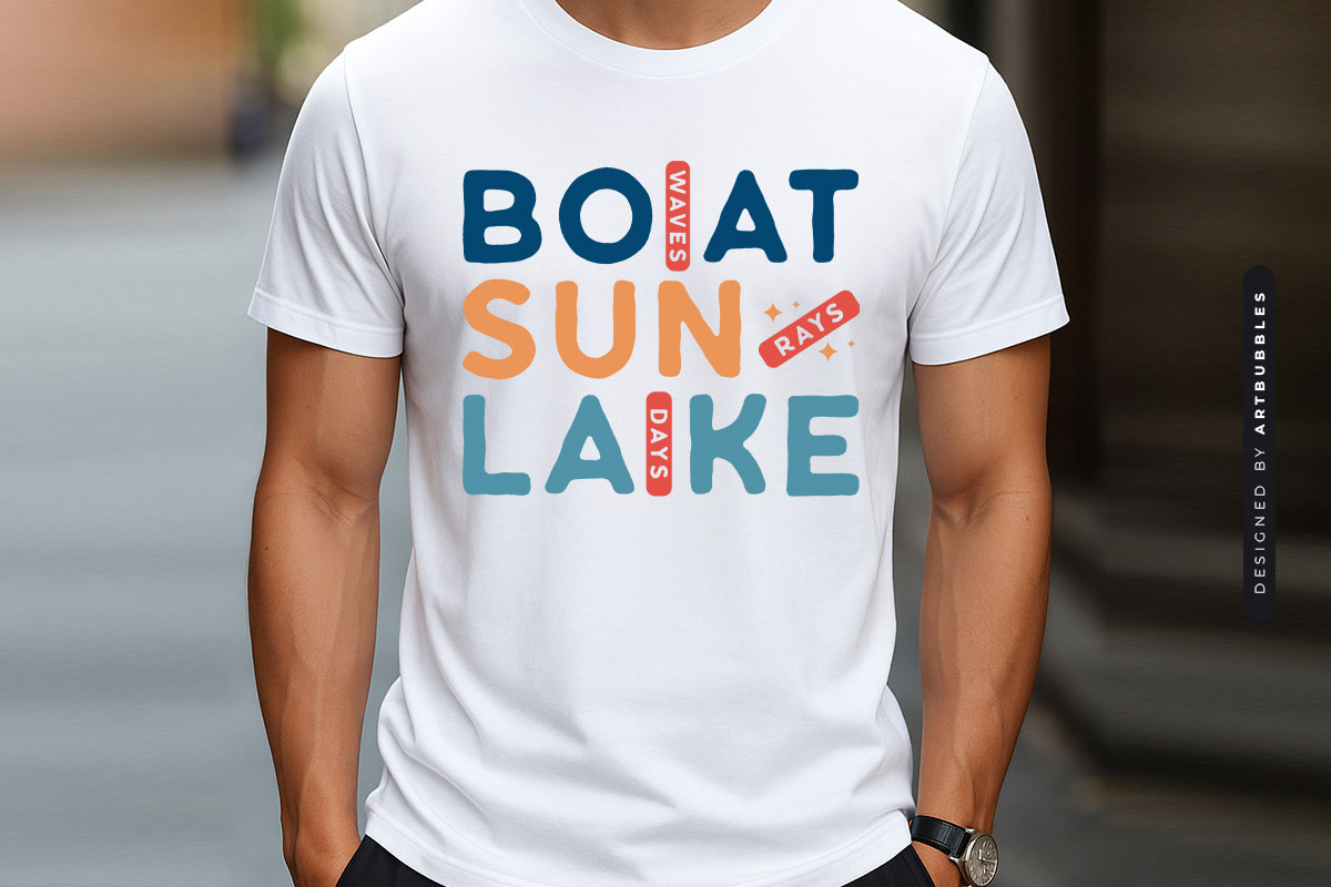 Boat Waves Sun Rays Lake Days SVG Design T-shirt Mockup Image.jpg