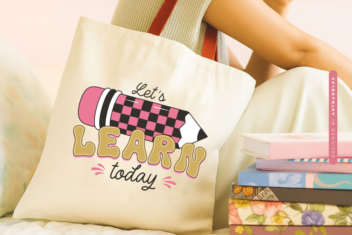 Let's Learn Today - Retro Teacher Day Sublimation Tote bag Mockup Image.jpg