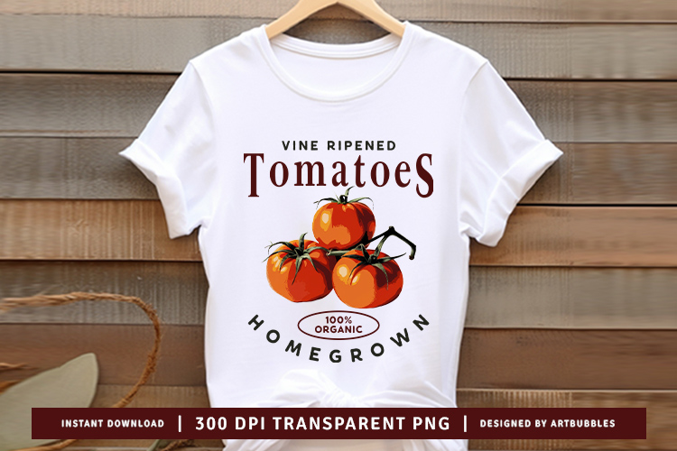 Vine Ripened Tomatoes - Vintage Fruit Sublimation PNG Shirt Mockup Image.jpg