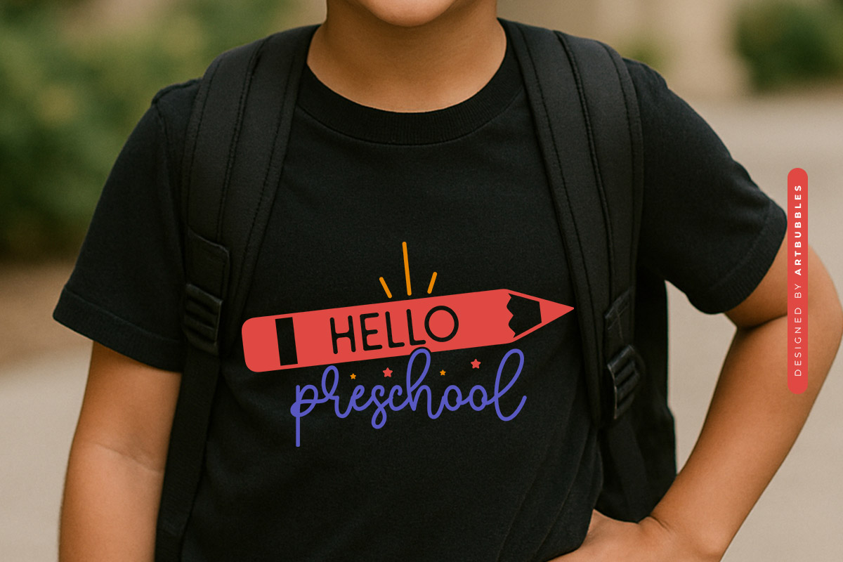 Hello Preschool - Back To School SVG Cut File shirt Mockup Image.jpg