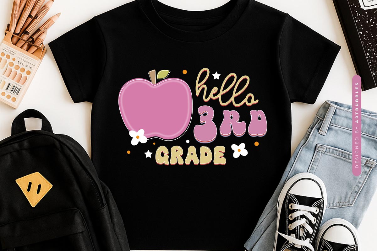Hello 3rd Grade - Back to School Retro Sublimation Print Tshirt Mockup Image.jpg