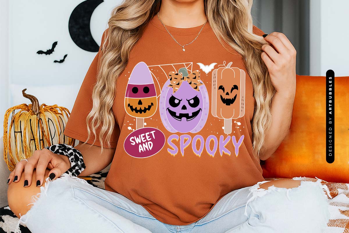 Sweet and Spooky - Halloween Funny Sublimation Tshirt Mockup Image.jpg