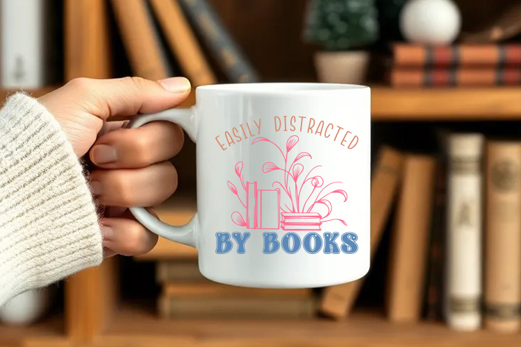 Easily Distracted by Books - Reading SVG File Mug Mockup Image.jpg