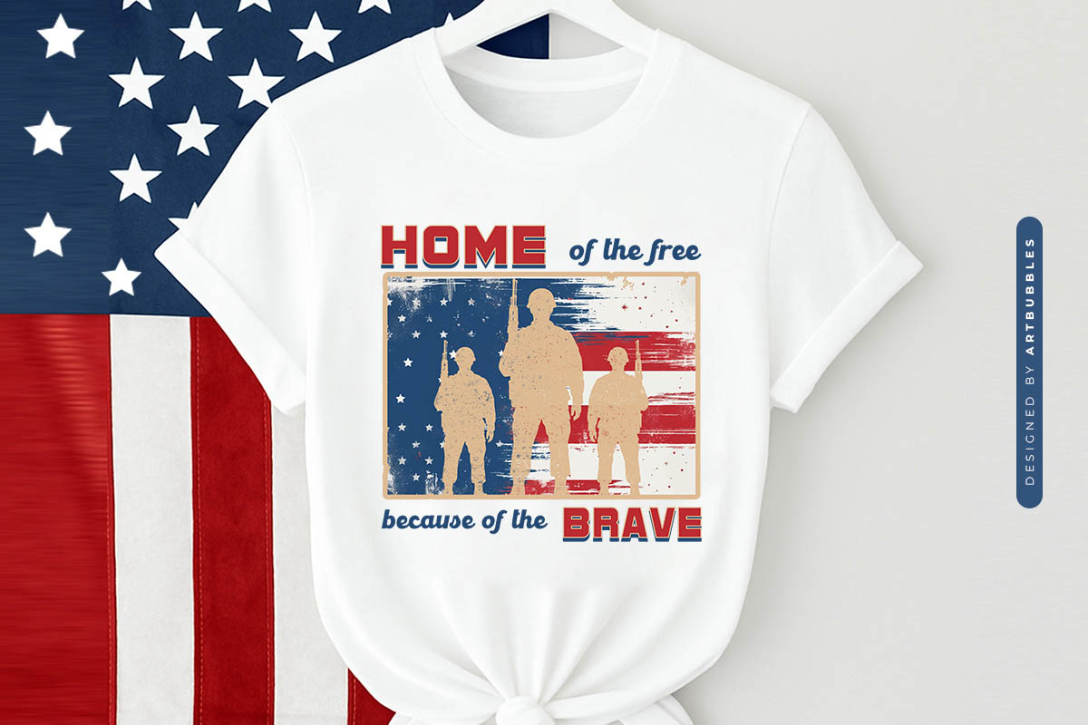 Home of the Free Because of the Brave, 4th of July PNG Tshirt Mockup Image.jpg