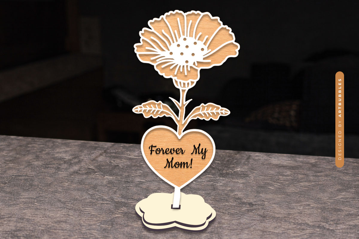 Mother's Day Stand Flower Laser Cut SVG