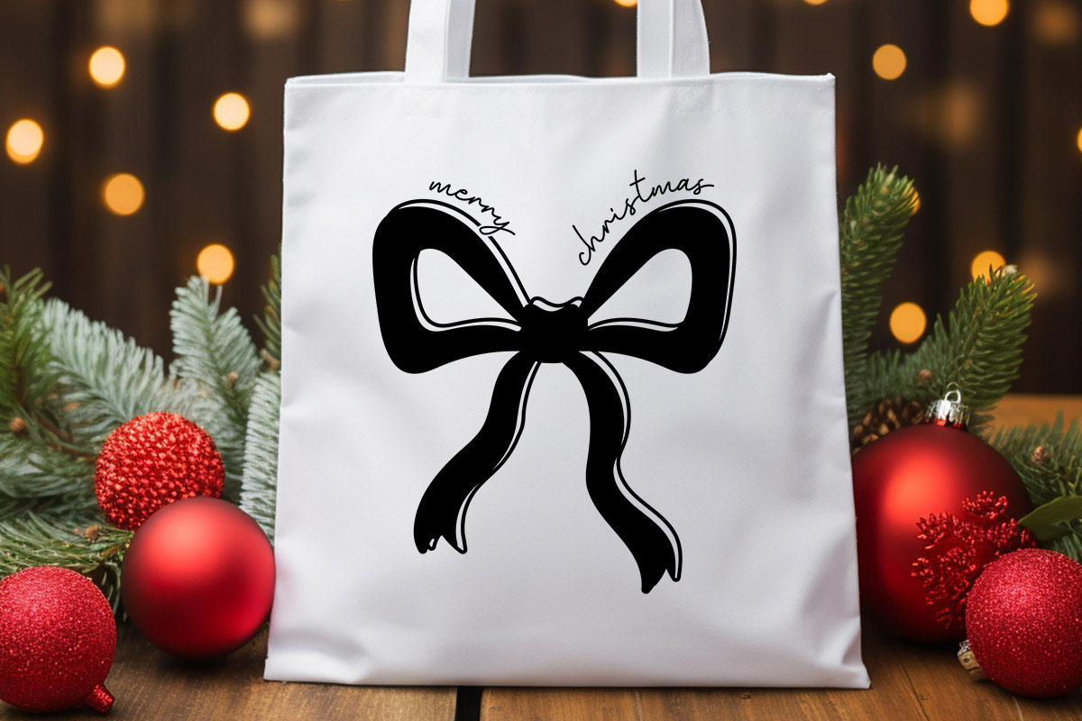 Coquette Merry Christmas SVG Design Tote bag Mockup image.jpg