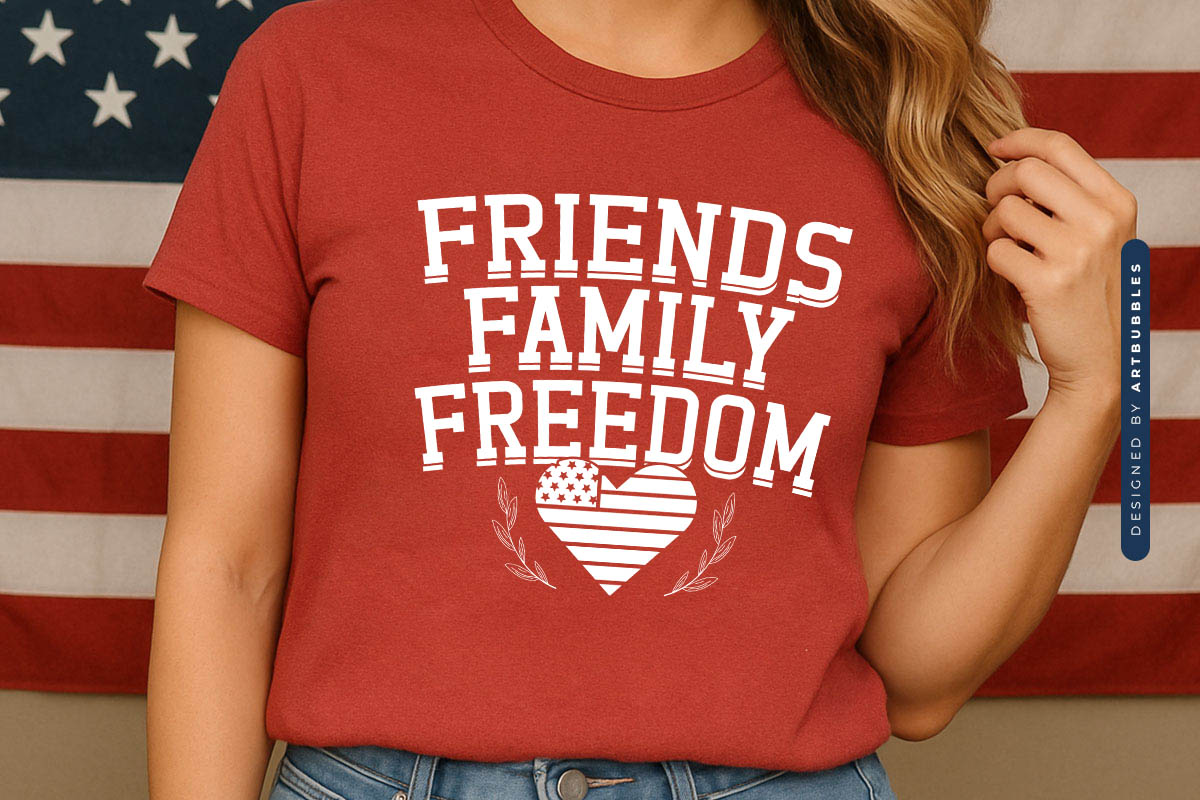 Friends Family Freedom - Funny 4th of July SVG Tshirt Mockup Image.jpg