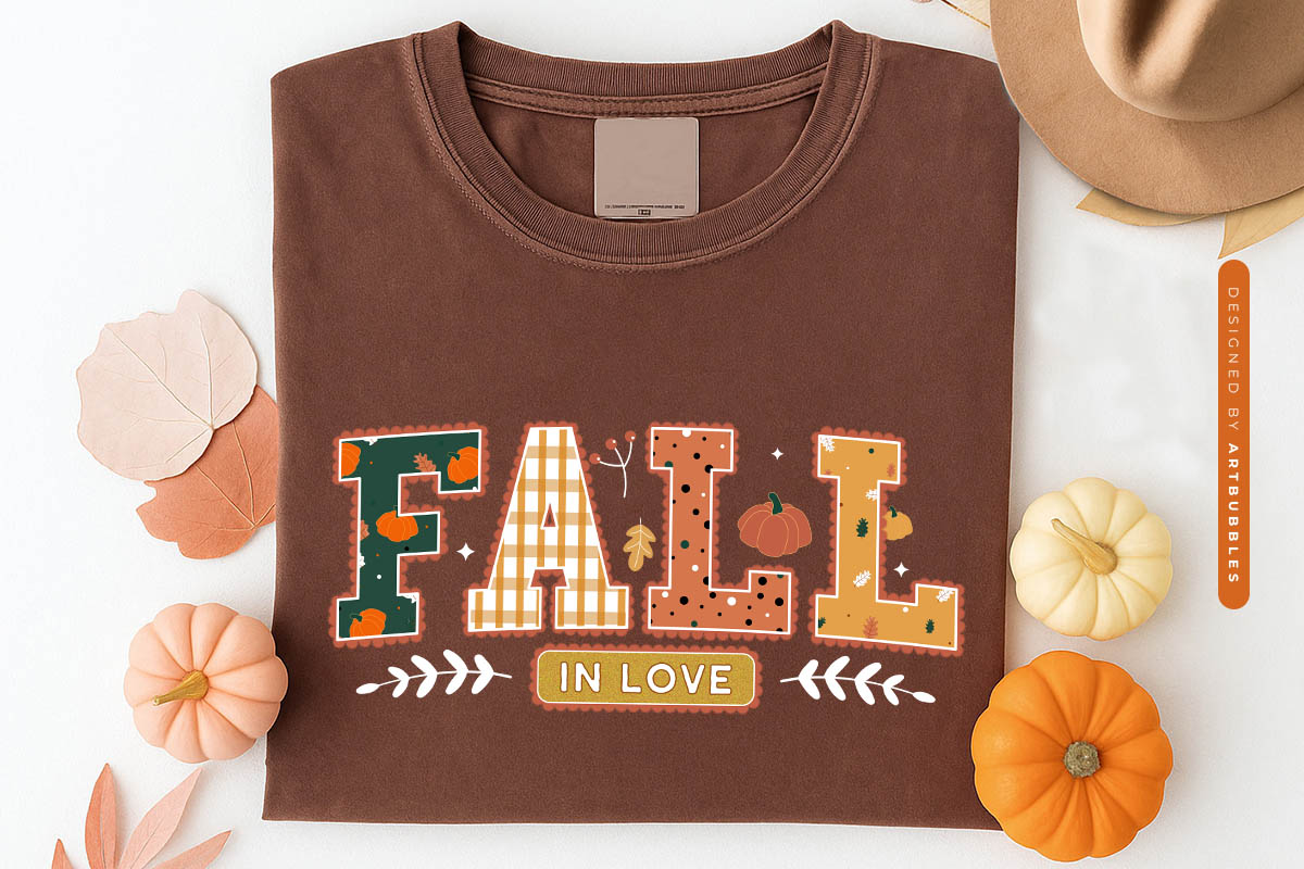 Preppy Fall in Love Sublimation PNG Design Shirt Mockup image.jpg