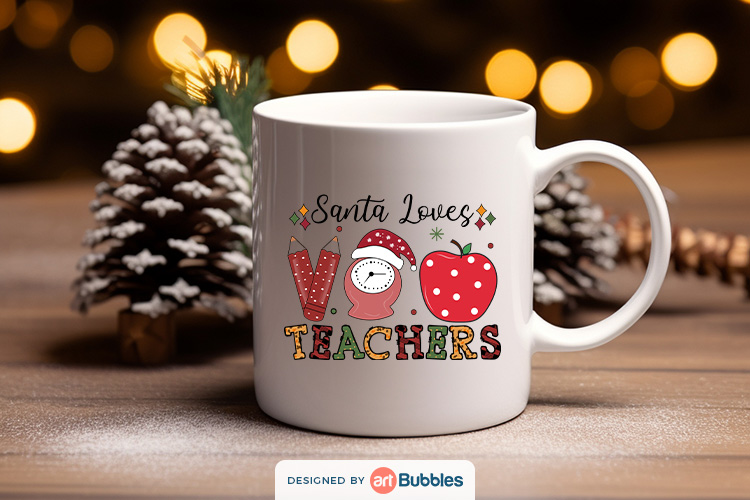 Santa Loves Teachers, Christmas Sublimation Designs Free Preview 02.jpg