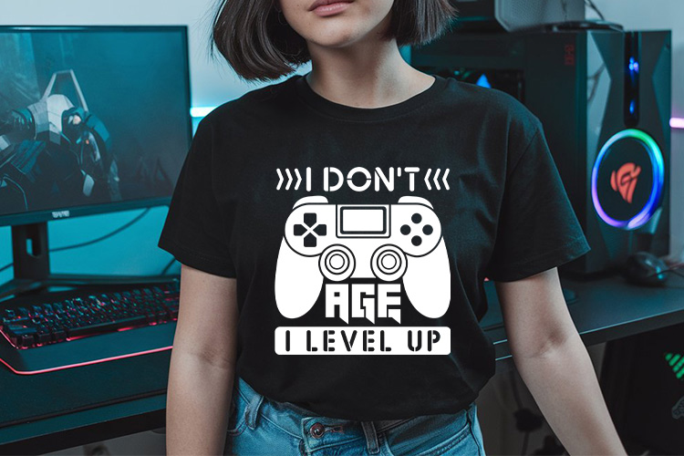 I Don't Age I Level Up - Cricut Gaming SVG Tshirt Mockup Image.jpg