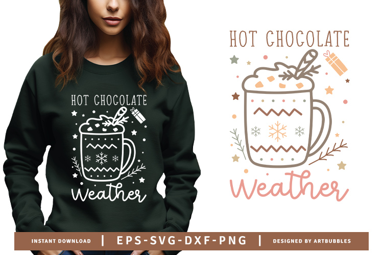 Hot Chocolate Weather - Boho Christmas SVG Image.jpg