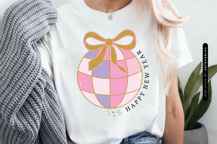 Gold Glitter Coquette Happy New Year Sublimation Tshirt Mockup Image.jpg