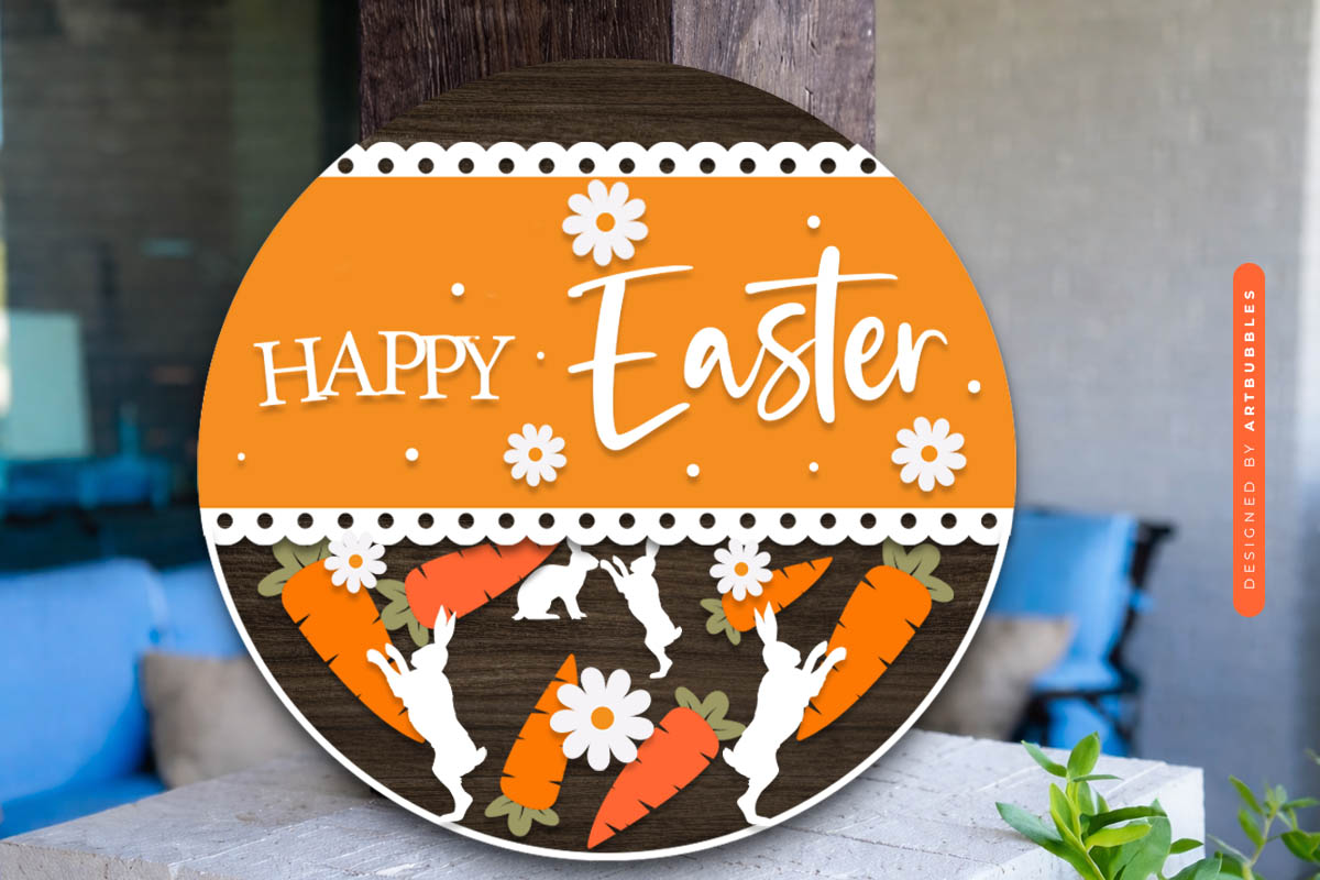 Easter Bunny Door Hanger SVG Laser Cut Files Bundle Imgae 4.jpg