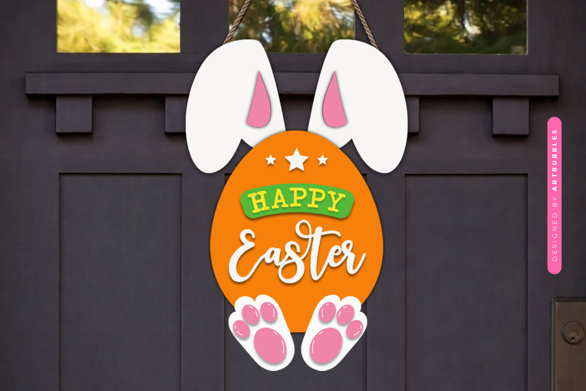 Happy Easter Bunny & Egg Door Sign SVG image 2.jpg