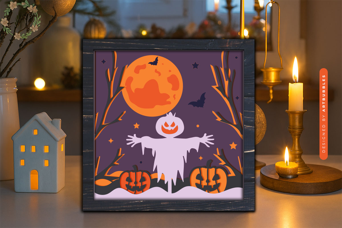 Scarecrow Halloween Shadow Box SVG Design Image 2.jpg