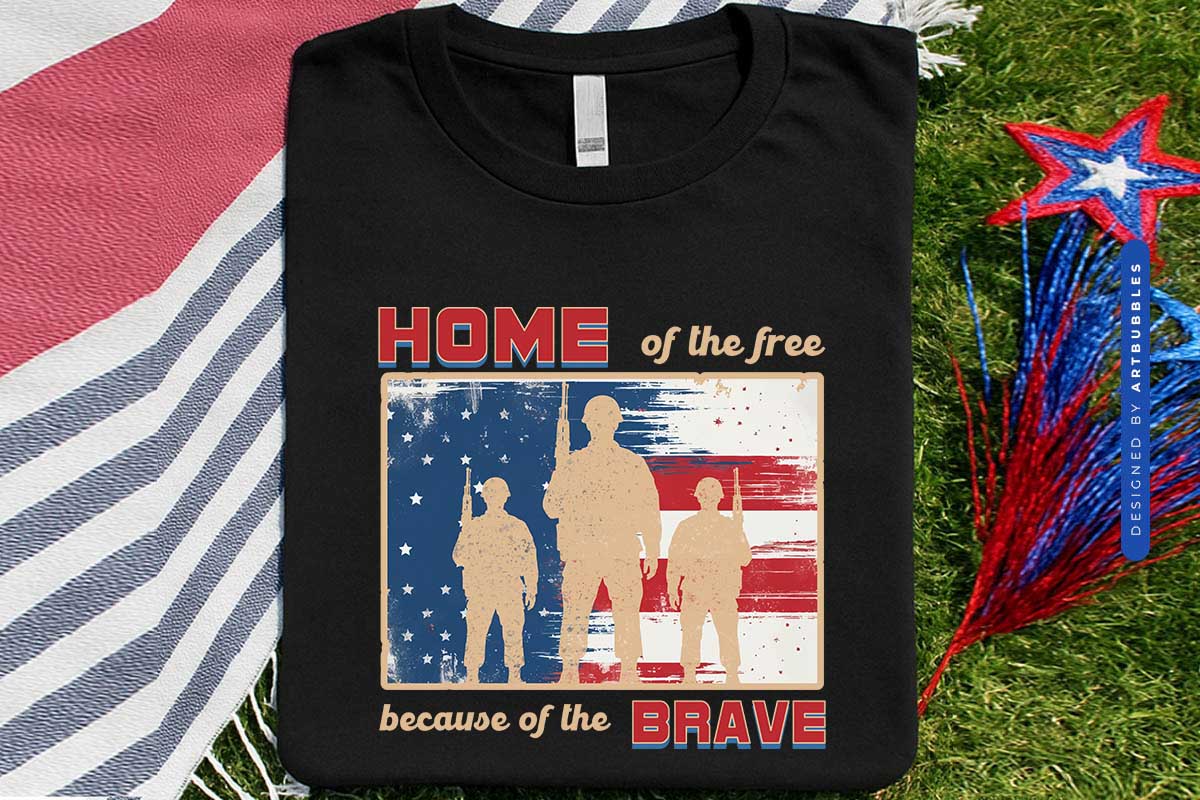 Home of the Free Because of the Brave - 4th of July PNG