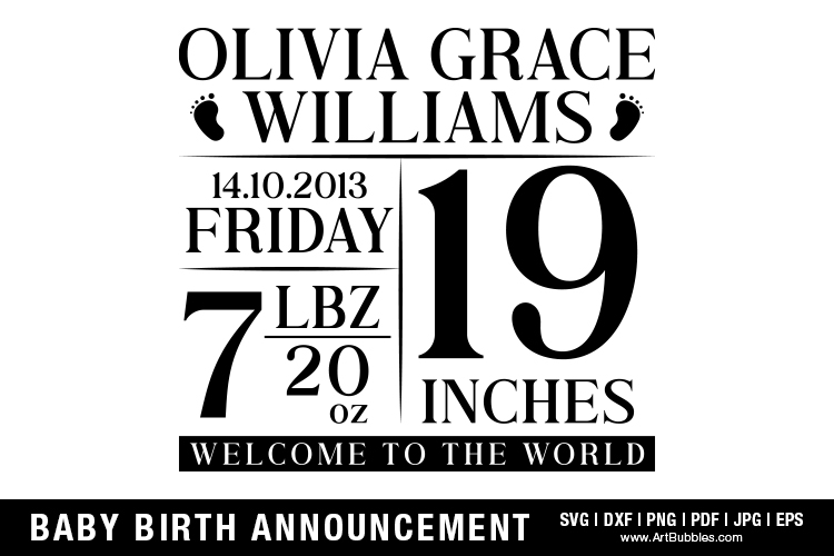 Baby Announcement Template - Free SVG Cut File