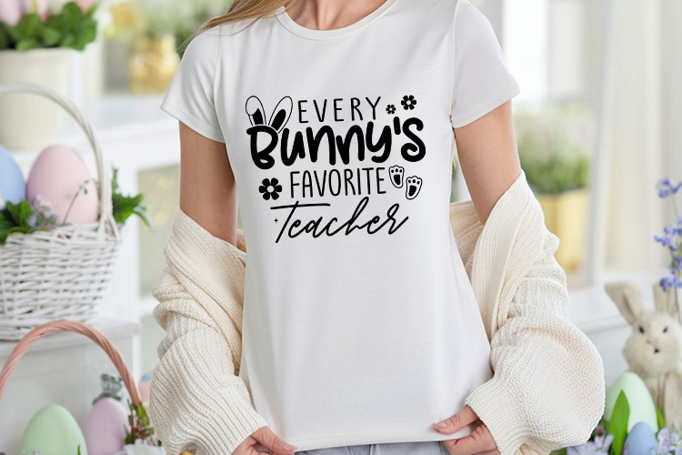 Every Bunny's Favorite Teacher - Easter SVG Shirt Mockup Image.jpg