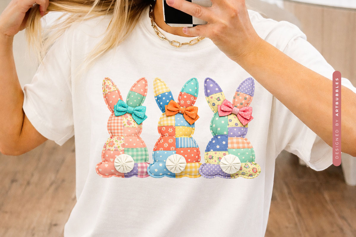 Patchwork Coquette Bunny Sublimation PNG