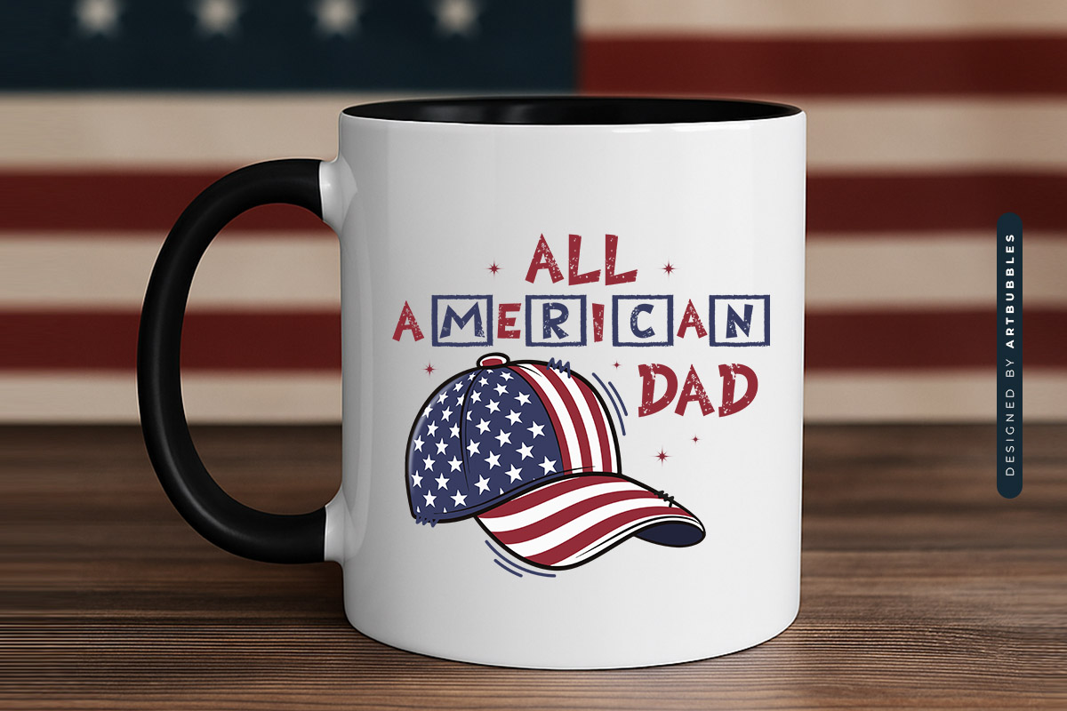 All American Dad - 4th of July Sublimation PNG Mug Mockup Image.jpg