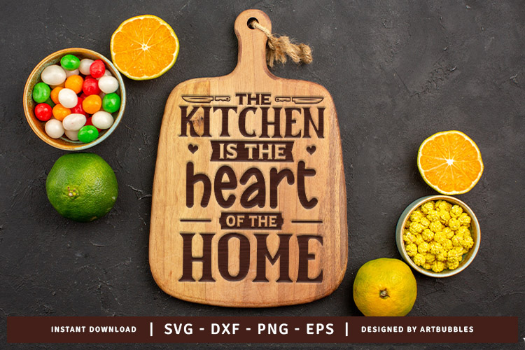 The Kitchen is the Heart of the Home Cutting Board SVG Image.jpg