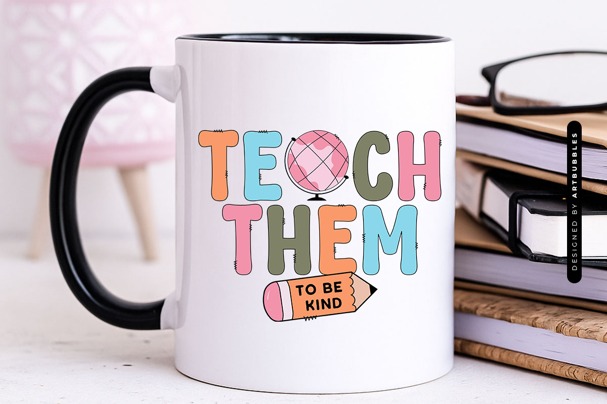 Teach Them to be Kind - Teacher Sublimation Retro Mug Mockup Image.jpg