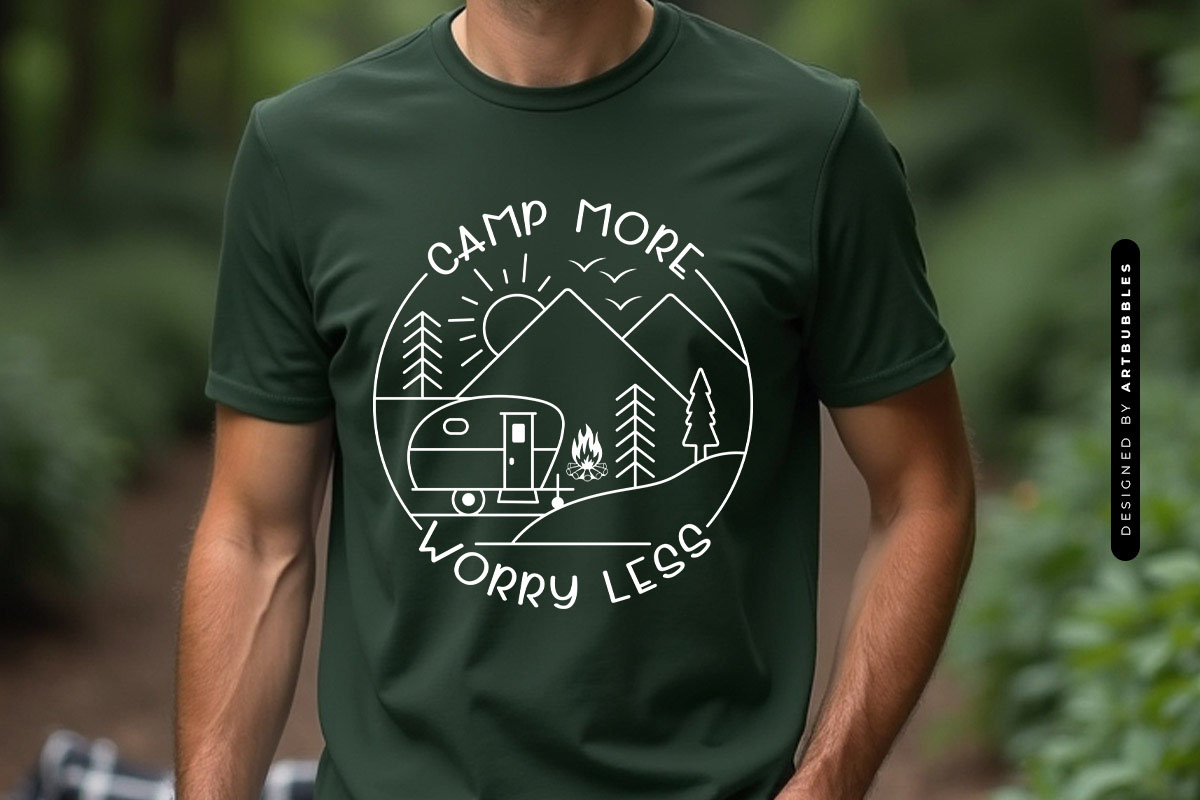 Camp More Worry Less - Camping SVG Funny T-shirt Mockup Image.jpg