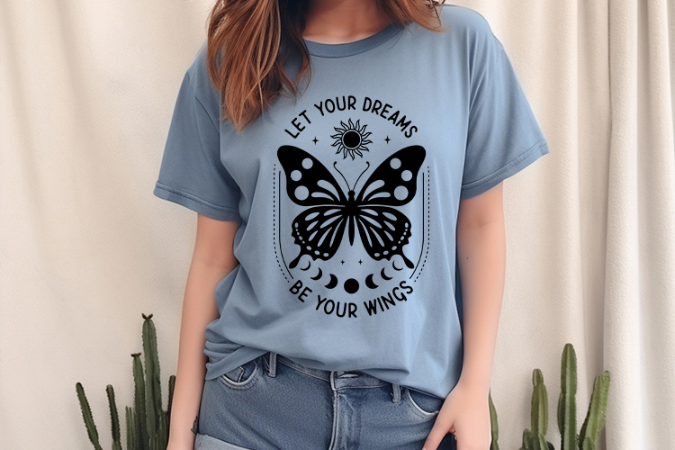 Let Your Dreams Be Your Wings - Butterfly SVG Free Tshirt Mockup Image.jpg