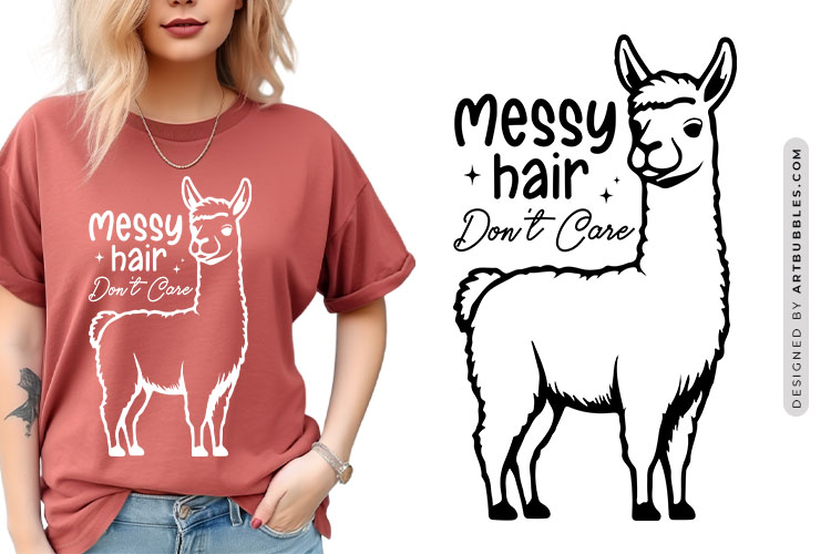 Messy Hair Don't Care - Funny llama SVG