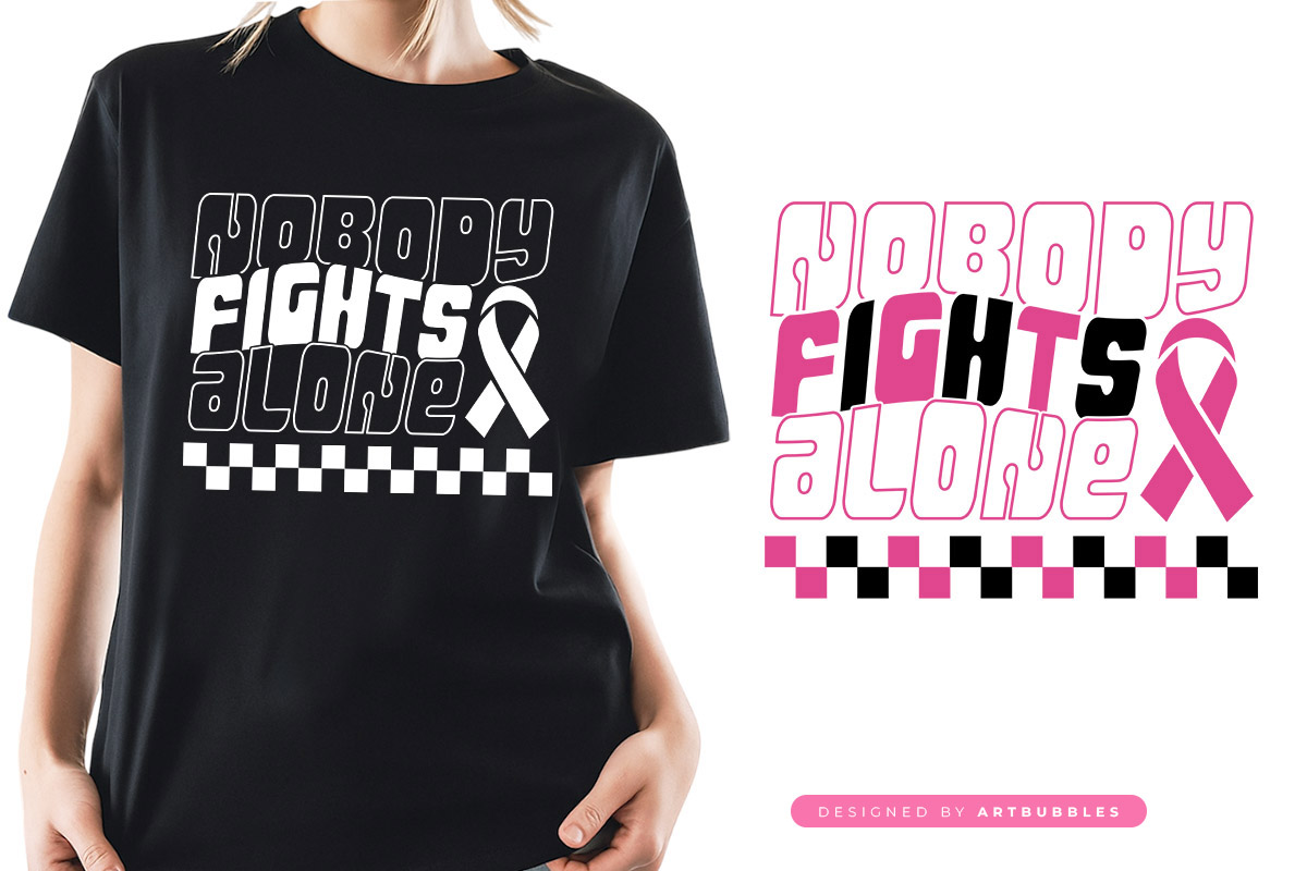 Nobody Fights Alone - Retro Breast Cancer SVG File Image.jpg
