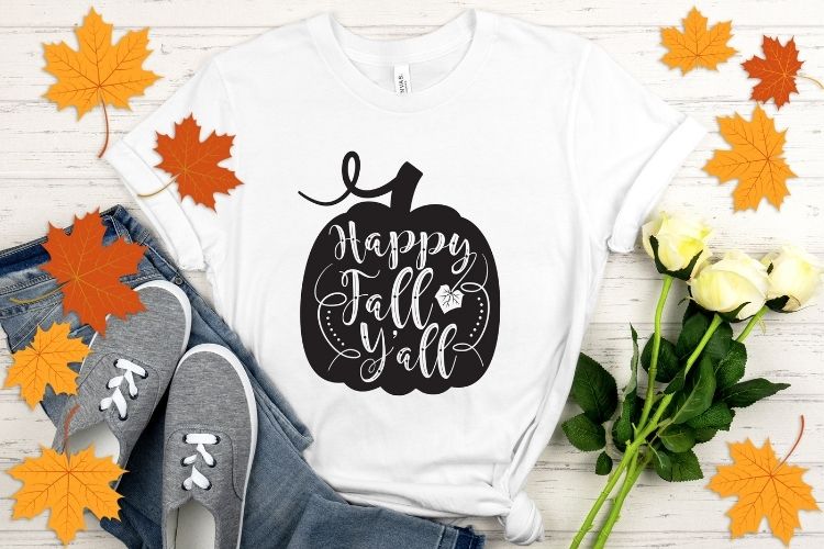 Happy Fall Y'all SVG Vector T-shirt Mockup Image.jpg