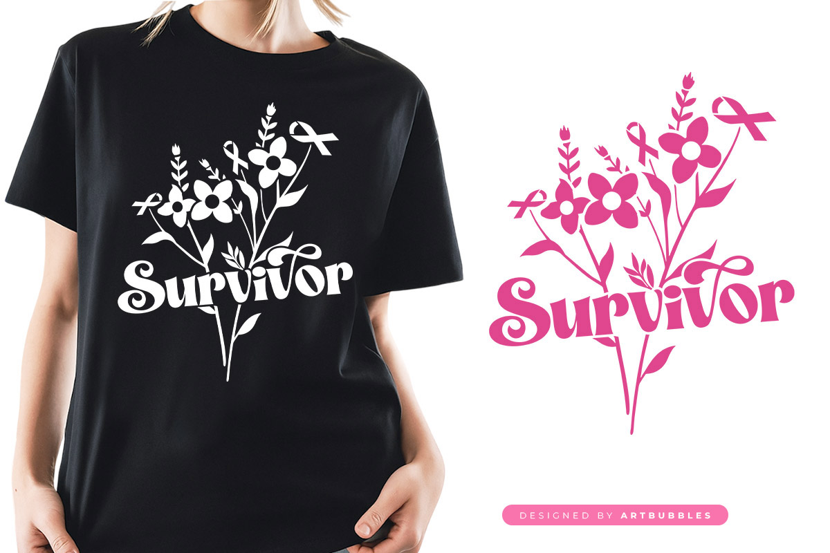 Survivor - Retro Breast Cancer Flower SVG