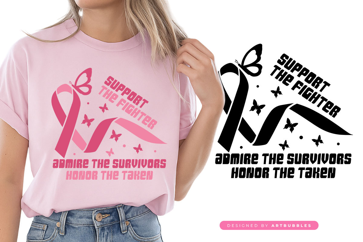 Support the Fighters - Retro Breast Cancer Cricut SVG