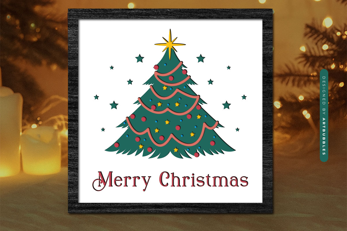 Layered Merry Christmas Tree Shadow Box SVG Image.jpg